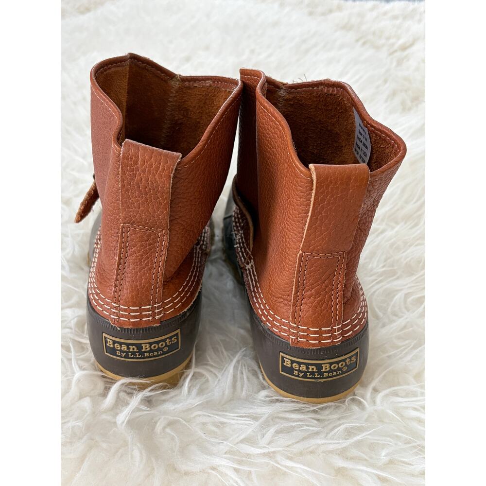 LL BEAN Maine Cognac Leather Lounger Pull-On Ankle Boots, Women’s Size 9 W - Picture 3 of 7